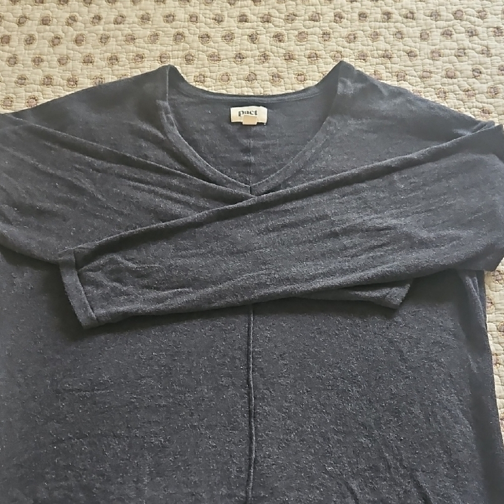 Pact Dark Gray V-Neck Sweater